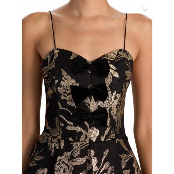 NEW ALICE + OLIVIA daniela bow front mini dress in black - Picture 5 of 6